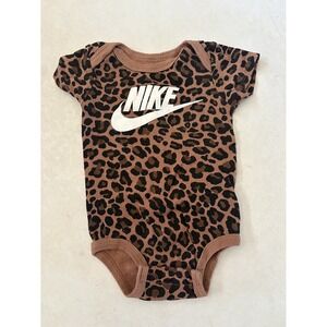 Nike Baby Girl Bodysuit Cheetah Leopard Print 6-12M Onesie Romper EUC